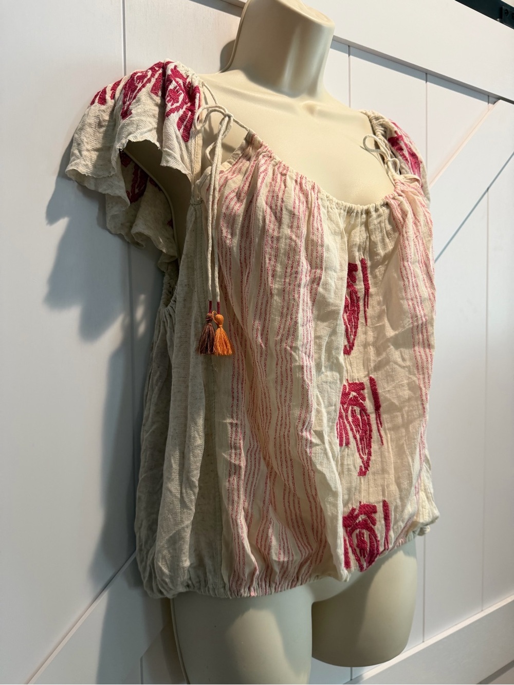 Boho Embroidered Peasant Top - Picture 3 of 5